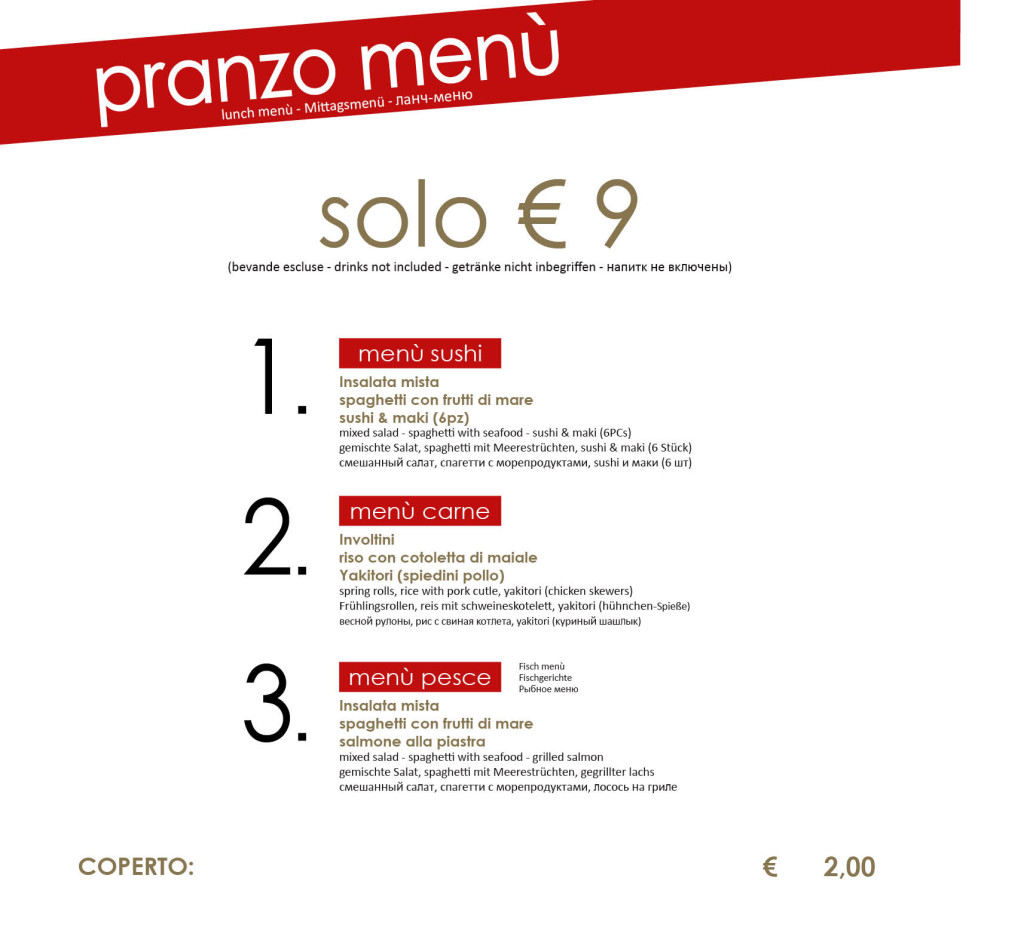 menu pranzo